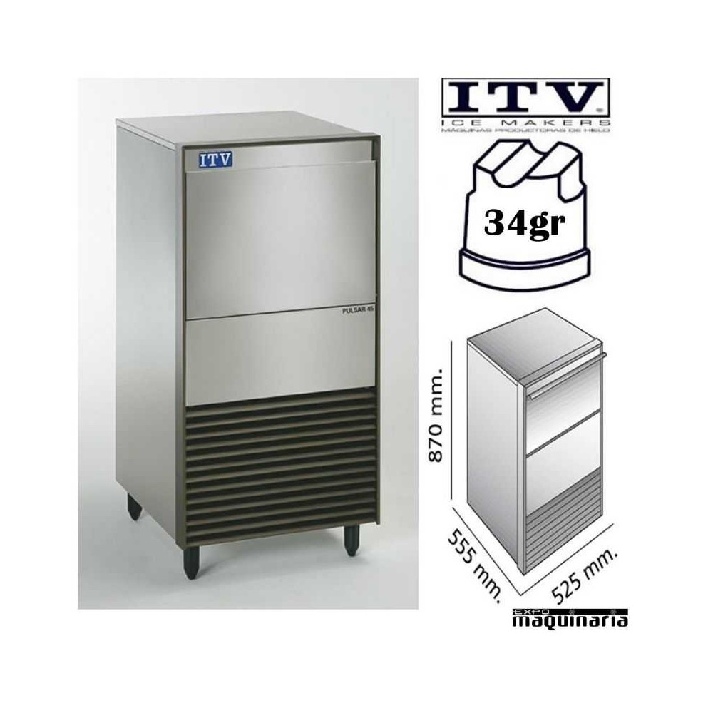 MAQUINA DE HIELO ITV PULSAR45 CUBITO 34G MAQUINA DE HIELO ITV PULSAR45 CUBITO 34G